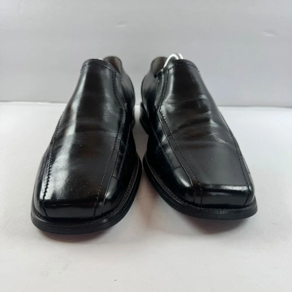 Stacy Adams Mens Black Leather Square Bicycle Toe Slip On Loafers 21187-001 9.5M